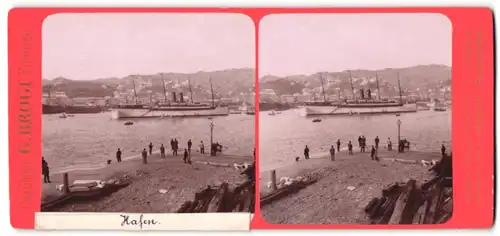 Stereo-Fotografie G. Brogi, Firenze, Ansicht Napoli, Dampfer im Hafen