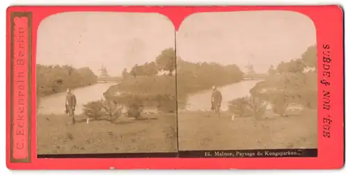 Stereo-Fotografie C. Eckenrath, Berlin, Ansicht Malmö, Paysage de Kungsparken