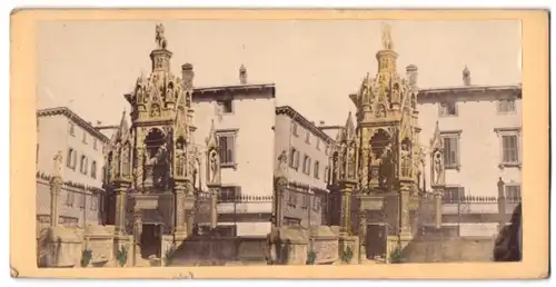 Stereo-Fotografie Ansicht Verona, Scaliger-Denkmal