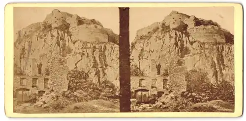 Stereo-Fotografie Ansicht Hohentwiel, Partie an der Burgruine