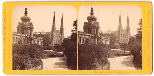 Stereo-Fotografie Otto Schmidt, Ansicht Dresden, Zwingerturm und Sophienkirche