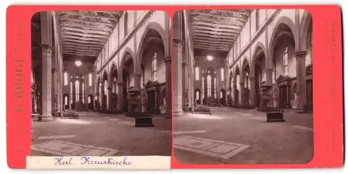 Stereo-Fotografie G. Brogi, Ansicht Firenze, Chiesa Santa Croce, Heilige Kreuzkirche, Innenansicht