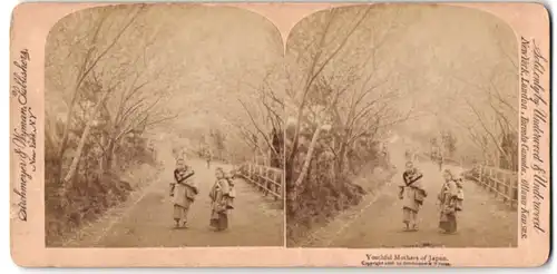 Stereo-Fotografie Strohmeyer & Wyman, New York, Mädchen mit Säuglingen in Japan