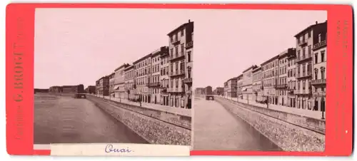 Stereo-Fotografie G. Brogi, Ansicht Firenze, Arno-Kai