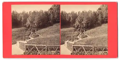 Stereo-Fotografie Ansicht Kirchberg, Partie an der Mineralquelle