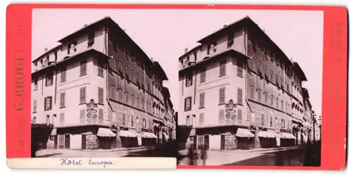 Stereo-Fotografie G. Brogi, Ansicht Firenze, Hotel Europa