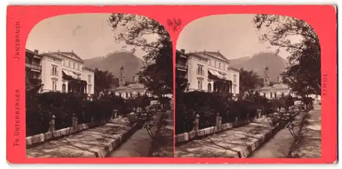 Stereo-Fotografie Fr. Unterberger, Innsbruck, Ansicht Meran, Partie an der Promenade