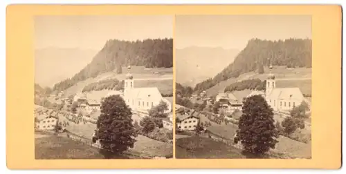 Stereo-Fotografie Ansicht Ramsau, Teilansicht mir Kirche