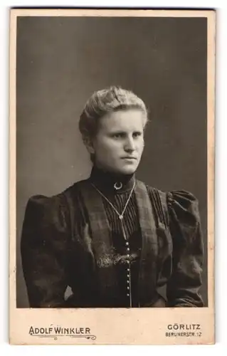 Fotografie Adolf Winkler, Görlitz, Portrait junge Dame mit zusammengebundenem Haar
