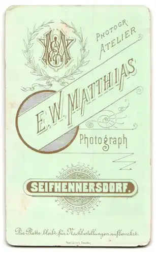 Fotografie E. W. Matthias, Seifhennersdorf, Portrait Bub in festlicher Garderobe