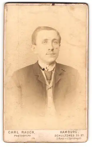 Fotografie Carl Rauch, Hamburg, Portrait junger herr in Anzug mit Krawatte