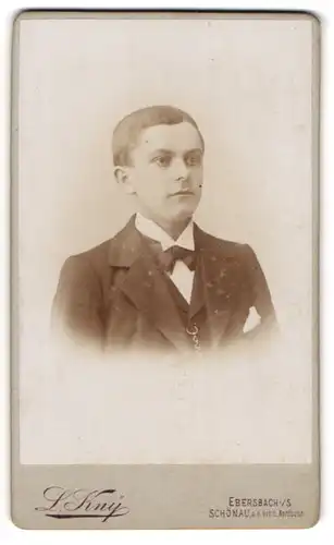 Fotografie L. Kny, Ebersbach i/S, Portrait junger Herr in Anzug mit Fliege