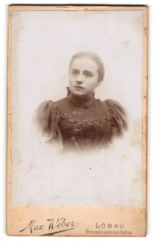 Fotografie Max Weller, Löbau, Portrait Fräulein mit zusammengebundenem Haar
