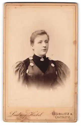Fotografie Ludwig Habel, Görlitz, Portrait junge Dame mit zusammengebundenem Haar
