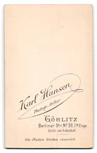 Fotografie Karl Hansen, Görlitz, Portrait Dame mit zusammengebundenem Haar