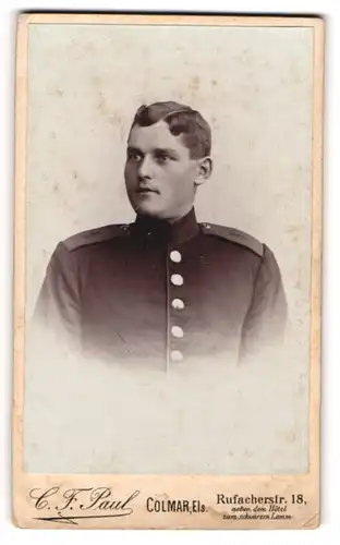 Fotografie C. F. Paul, Colmar i/Els, Portrait Soldat in Uniform