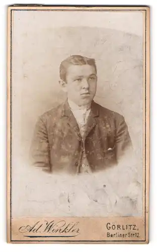 Fotografie Ad. Winkler, Görlitz, Portrait junger Herr in Anzug mit Krawatte