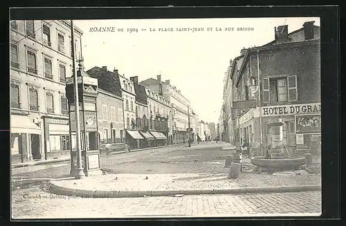 AK Roanne, la Place Saint-Jean et la Rue Brison