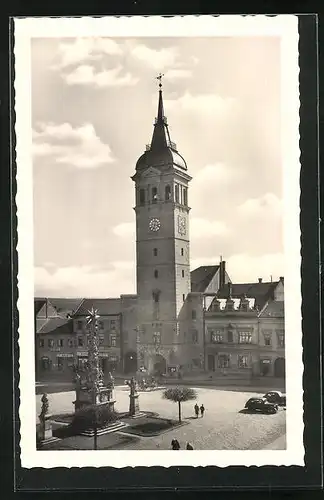 AK Wischau / Vyskov, Marktplatz mit Kirche