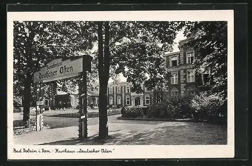 AK Bad Polzin, Eingang zum Kurhaus Deutscher Osten