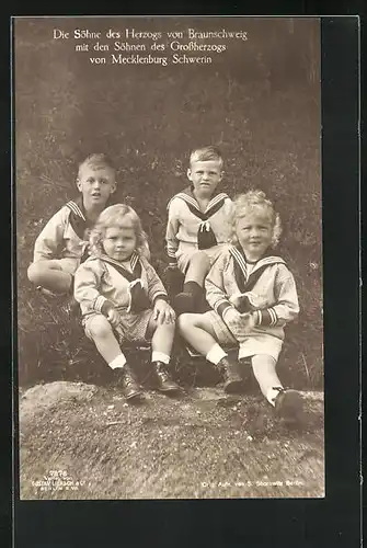AK Söhne des Herzogs von Braunschweig mit Söhnen des Grossherzogs von Mecklenburg Schwerin
