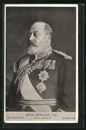 AK Portrait König Edward VII. von England in Uniform mit Orden