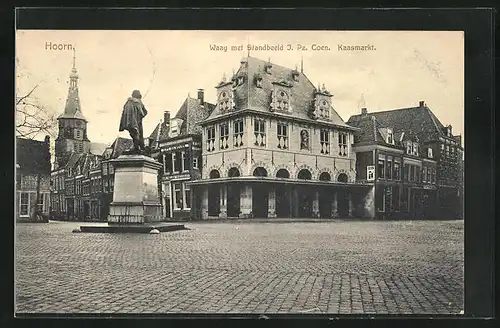 AK Hoorn, Waag met Standbeeld J. Pz. Coen, Kaasmarkt