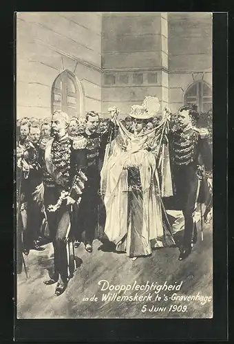 Künstler-AK Doopplechtigheid in de Willemskerk te `s-Gravenhage 1909, Königin Wilhelmina von den Niederlanden