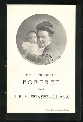 AK Königin Wilhemina von den Niederlanden herzt die kleine Prinzessin Juliana