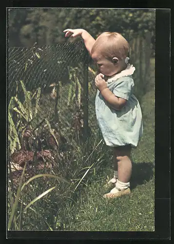 AK Prinzessin Beatrix von den Niederlanden im Kleinkindalter bei der Erkundung eines Gartens