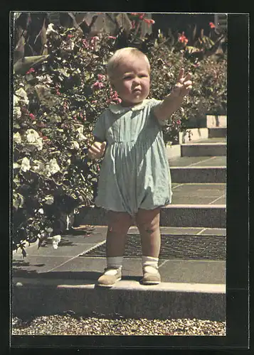 AK Die kleine Prinzessin Beatrix von den Niederlanden auf einer Gartentreppe
