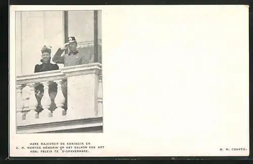 AK `s-Gravenhage, Hare Majesteit de Koningin en Z. H. Herzog Hendrik von den Niederlanden op het Balkon