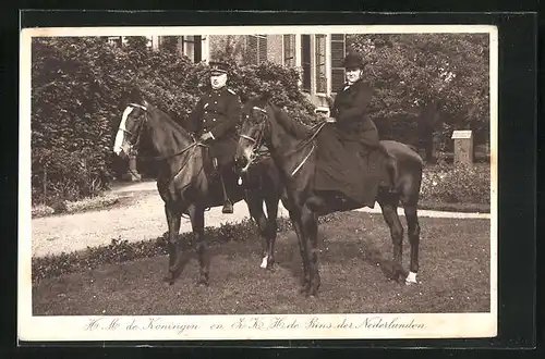 AK Prinz und Königin von den Niederlanden reiten auf Pferden