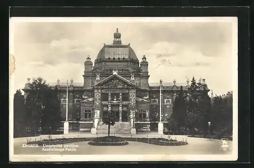 AK Zagreb, Vorderfront des Ausstellungs-Palais