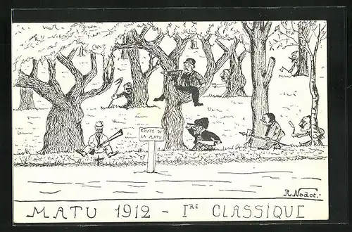 Künstler-AK Matu 1912, Ire Classique, Leute im Wald an der Route de la Matu