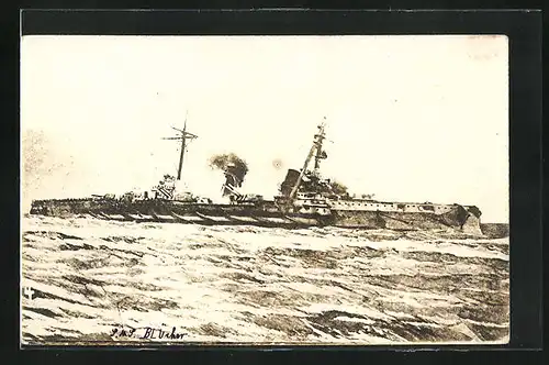 AK Kriegsschiff S.M.S. Blücher auf hoher See