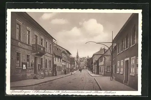 AK Sprendlingen / Rhh., St. Johannesstrasse mit altem Rathaus