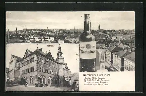 AK Nordhausen am Harz, Rathaus und Ortspanorama