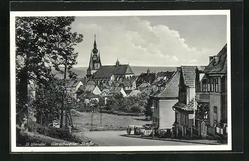 AK St. Wendel, Werschweiler-Strasse mit Bäumen