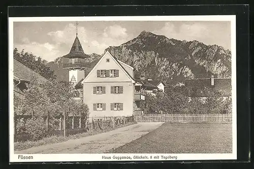 AK Füssen, Haus Guggemos mit Tegelberg, Glückstrasse 8