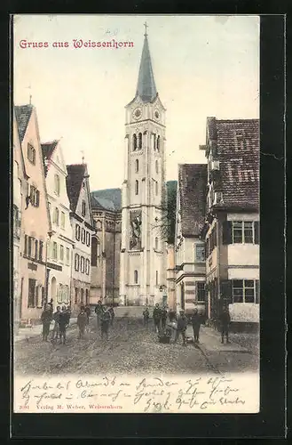 AK Weissenhorn, Ortspartie mit Kirche