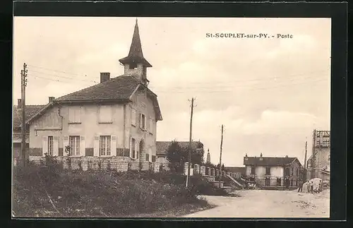 AK St-Souplet-sur-Py, Strassenpartie mit Postamt