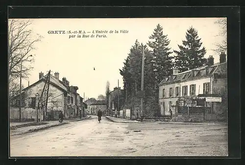 AK Gretz, L`Entree de la Ville, Rue de Paris