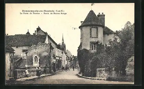 AK Donnemarie-en-Montois, Le Porte de Provins, Route de Maison Rouge