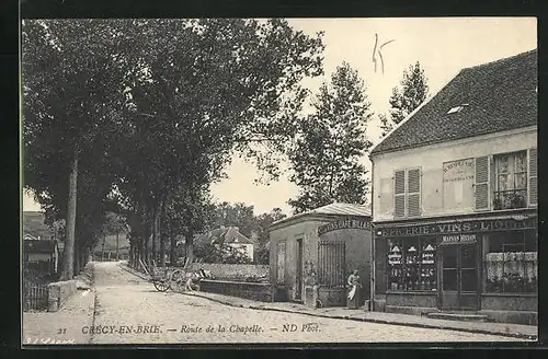 AK Crecy-En-Brie, Route de la Chapelle