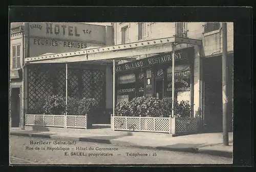 AK Harfleur, Rue de la Republique, Hotel du Commerce