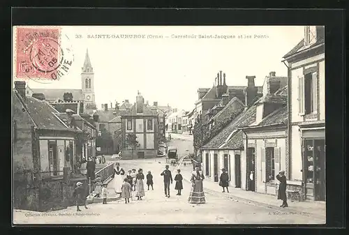 AK Sainte-Gauburge, Carrefour Saint-Jacques et les Ponts