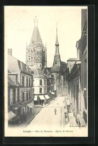 AK Laigle, Rue de Becanne, Eglise St-Martin