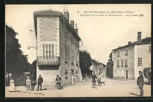 AK Saint-Georges-de-Reneins, Quartier de la Gare et Boulevard