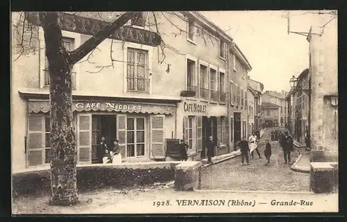 AK Vernaison, Grande-Rue, Strassenpartie